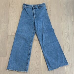 Zara Blue Flare Wide-Leg Jeans